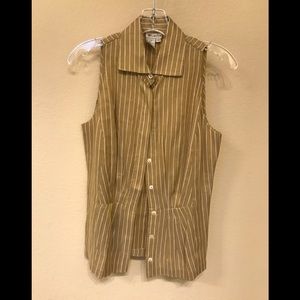 Worth Sleeveless tan and white blouse Size 6